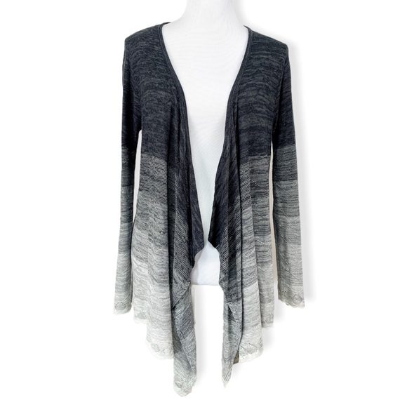 Knox Rose Grayscale Ombré Open Front Waterfall Knit Cardigan Target - Picture 2 of 8